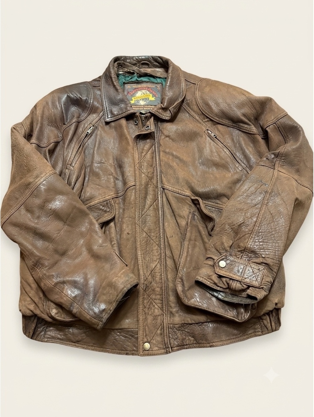 Vintage Adventure Bound Originals Leather Jacket Men’s XL Brown Distressed